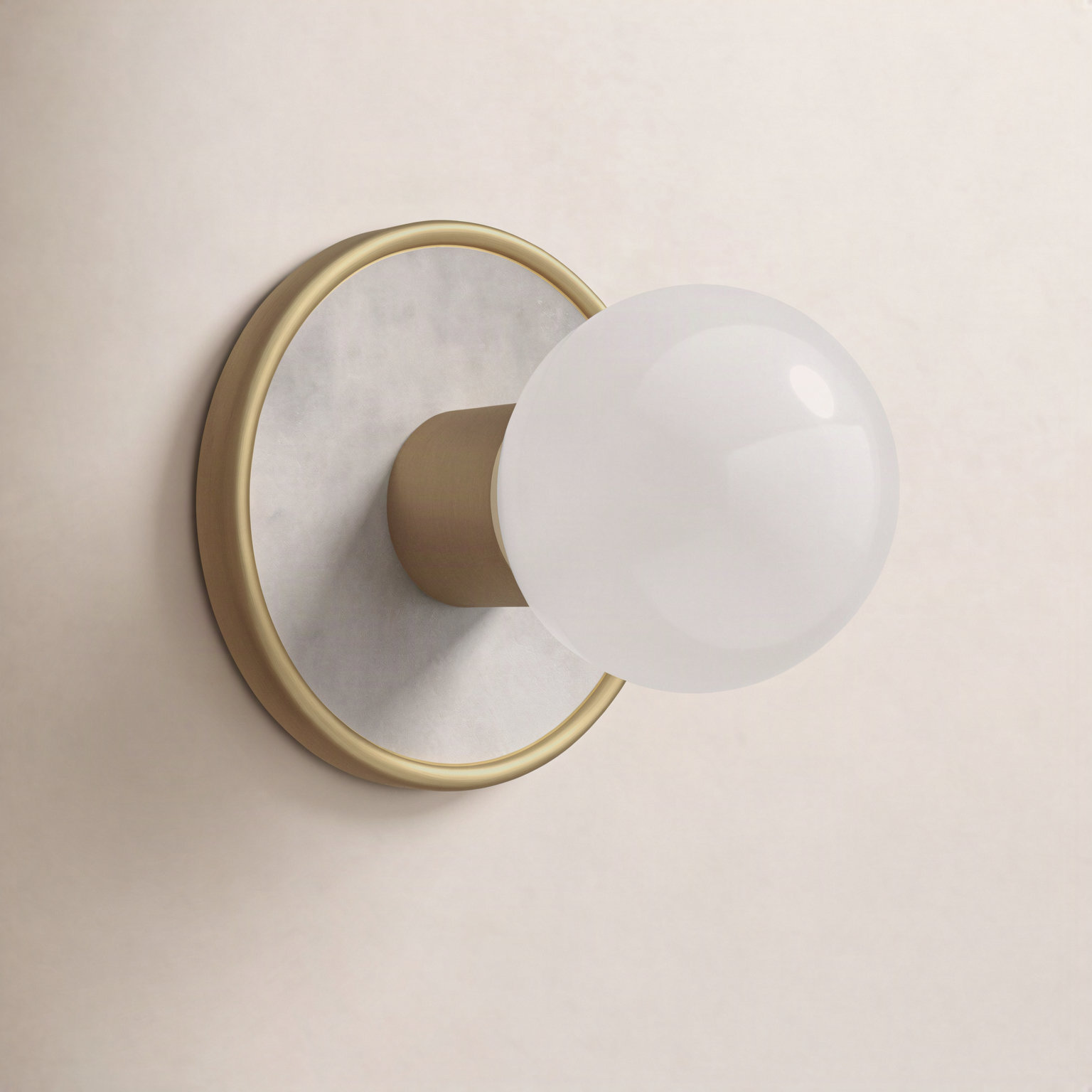 Rocha Single Dimmable Bath Sconce, No, White Alabaster/Natural Aged Brass