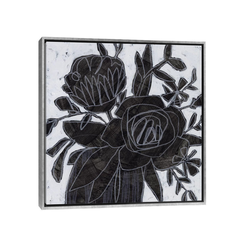 Print, Toile avec cadre argenté, Pas de tapis, H 18 po x l 18 po x 1,5 po