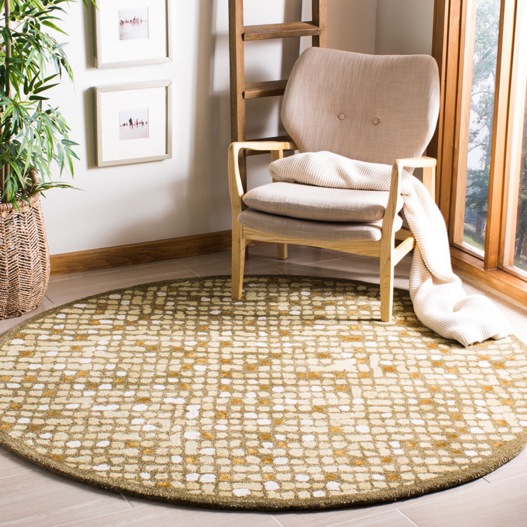 Martha Stewart Hand Tufted Wool/Viscose Geometric Rug in Tea Green