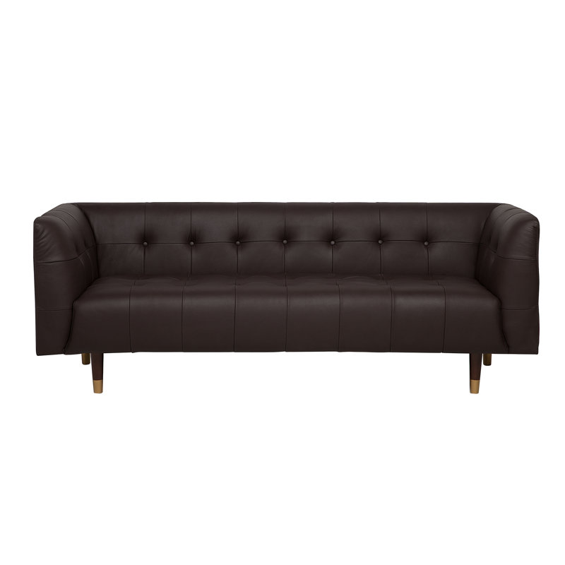Fougeres 3 Seater Genuine Leather Sofa, Brown