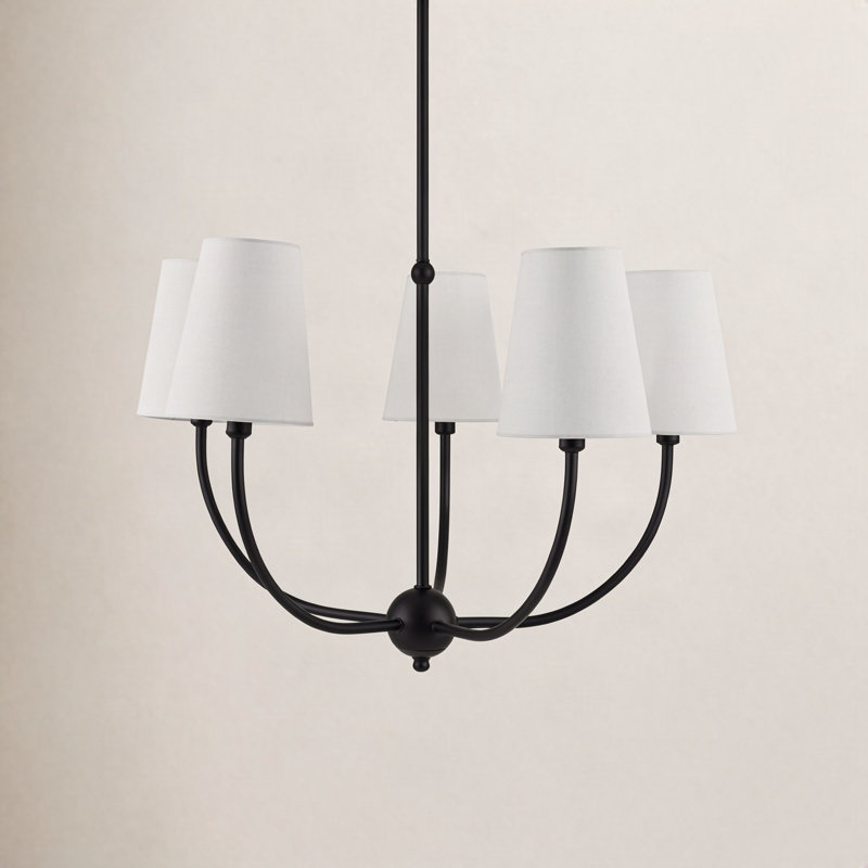 Zisa Zandy Chandelier, 16" H x 26" W x 26" D, 5, Matte Black