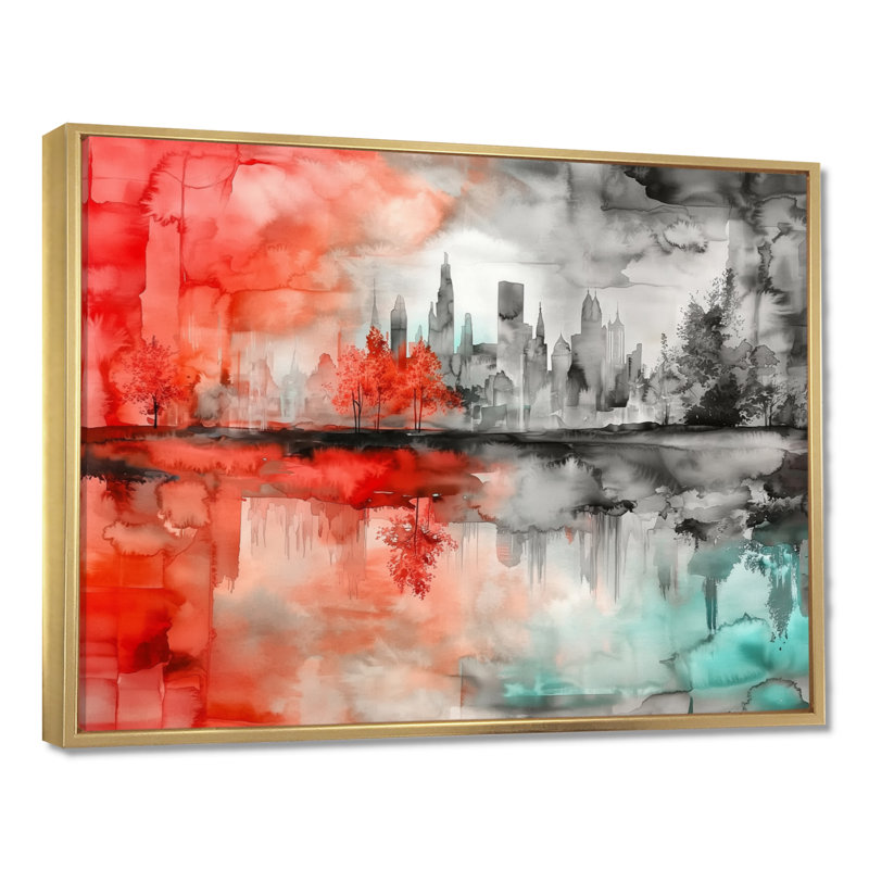 Impression sur toile Urban Oasis In Autumn Cityscape II - New York City, Impression dans un cadre flottant sans passe-parto