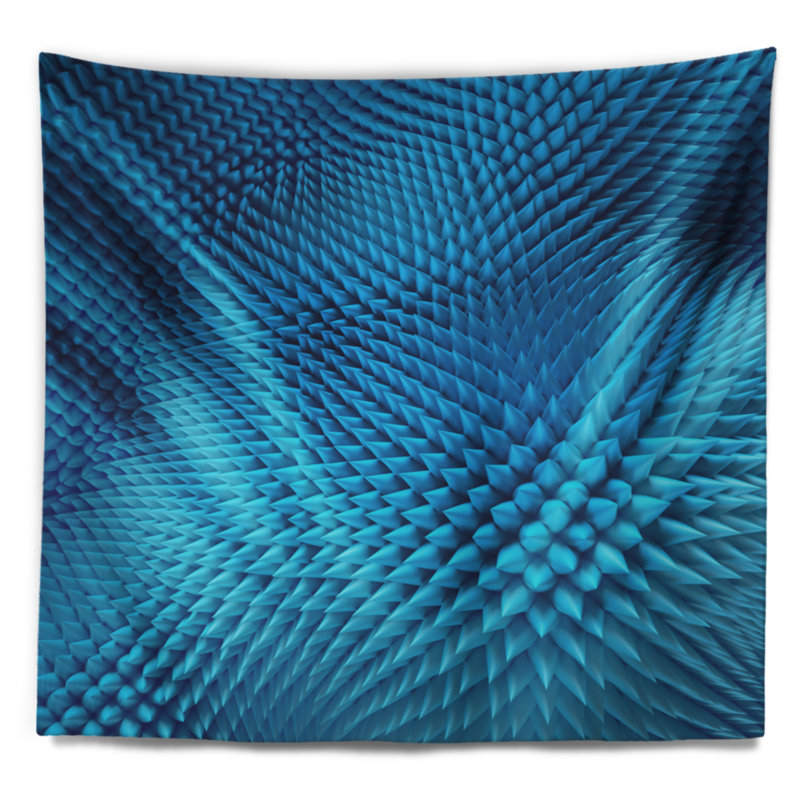Tapisserie abstraite ondulée bleue, H 78 po x l 92 po