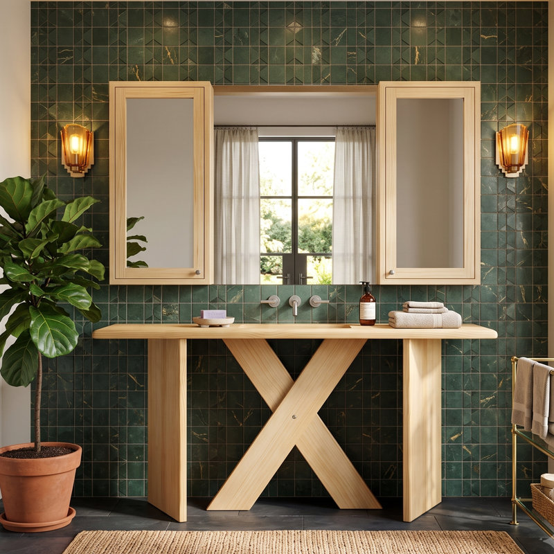Bureau d'appoint 60 po moderne en bois d'ingénierie avec placage de pin Derosa