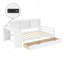 Lit de jour simple d'angle avec tiroirs de rangement et bureau et port de charge et bibliothèque de couleur, blanc-812202961