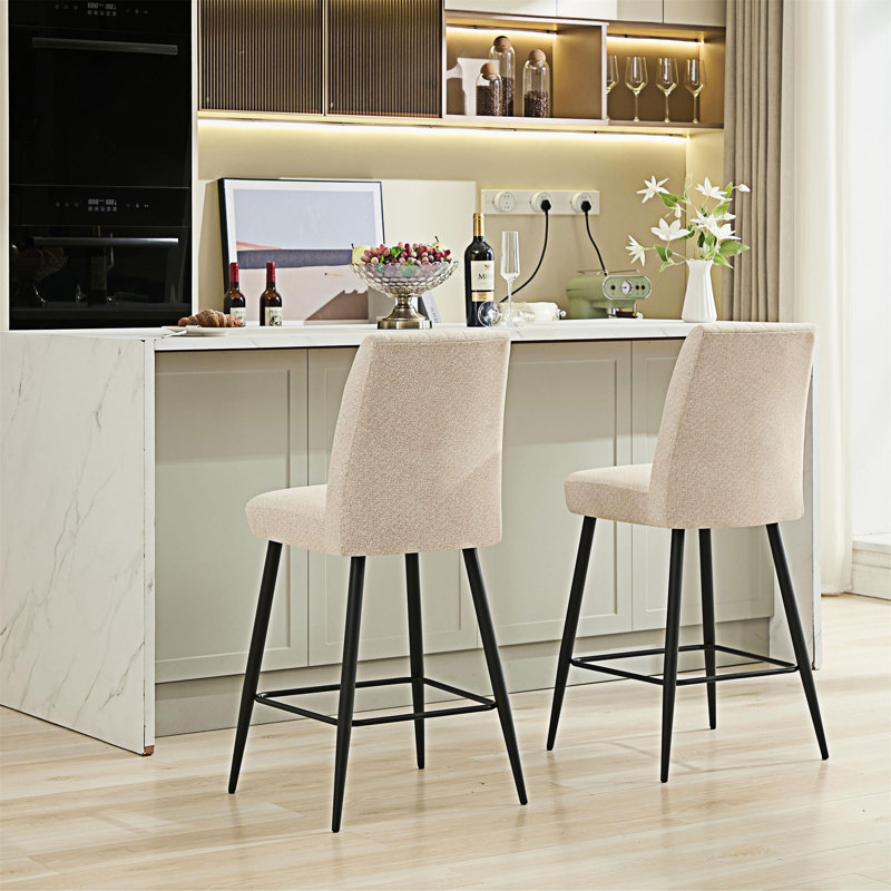 Ensemble de 2 chaises d'appoint rembourrées, Beige