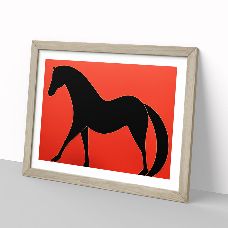 Magical Horse Abstract - Framed Print, 25cm H x 34cm W x 2cm D, Oak
