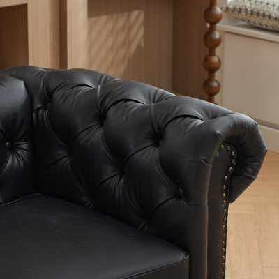 84.25'' Faux Leather Sofa With Rolled Arm