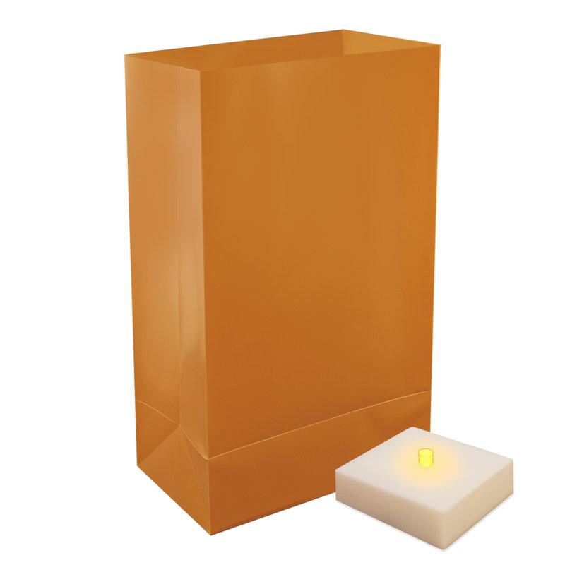 Battery Operated Luminaria Kit with Timer, Tan