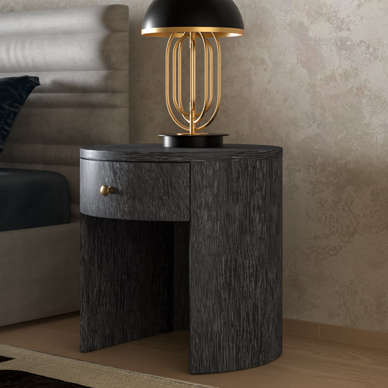 Arista Watkins Round Side/End Table, Brushstroke Black