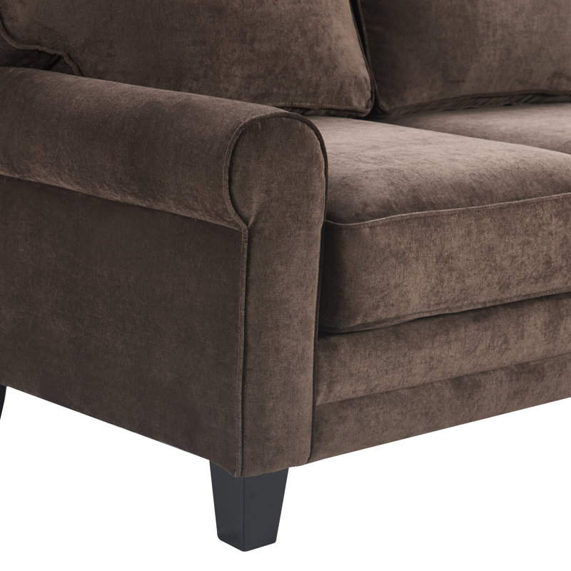 Causeuse en tissu à accoudoirs arrondis 61 po Serta Copenhagen, Marron foncé