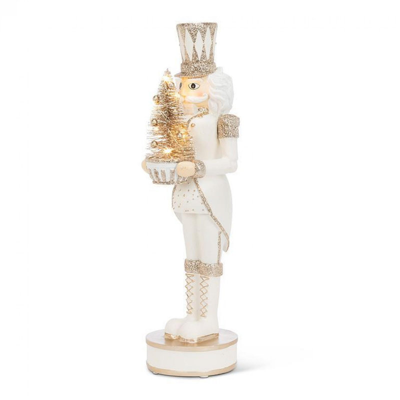Figurine casse-noisette avec arbre à DEL, Blanc