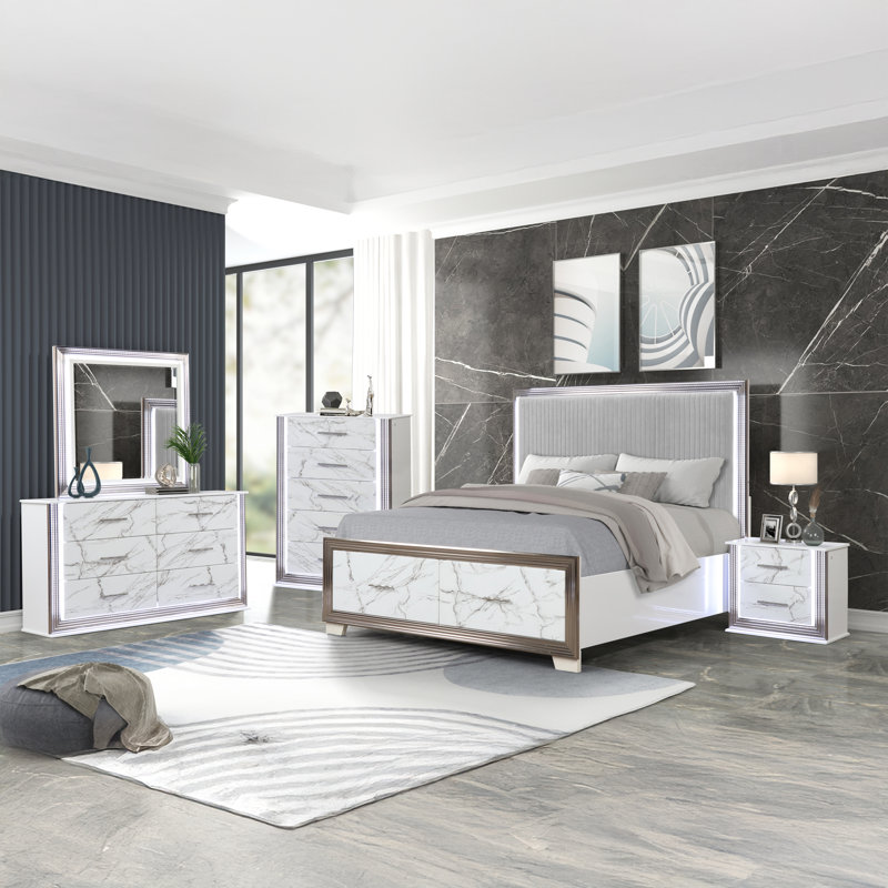 Witney 5PC Bedroom Set White, Queen