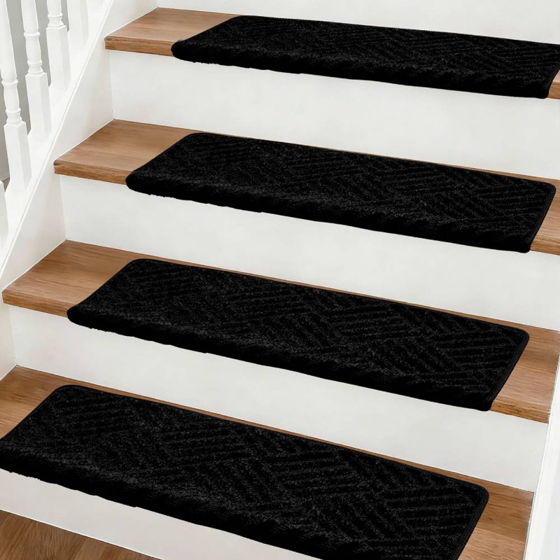 Tapis de marche intérieur antidérapant (ensemble de 14), Sergé noir
