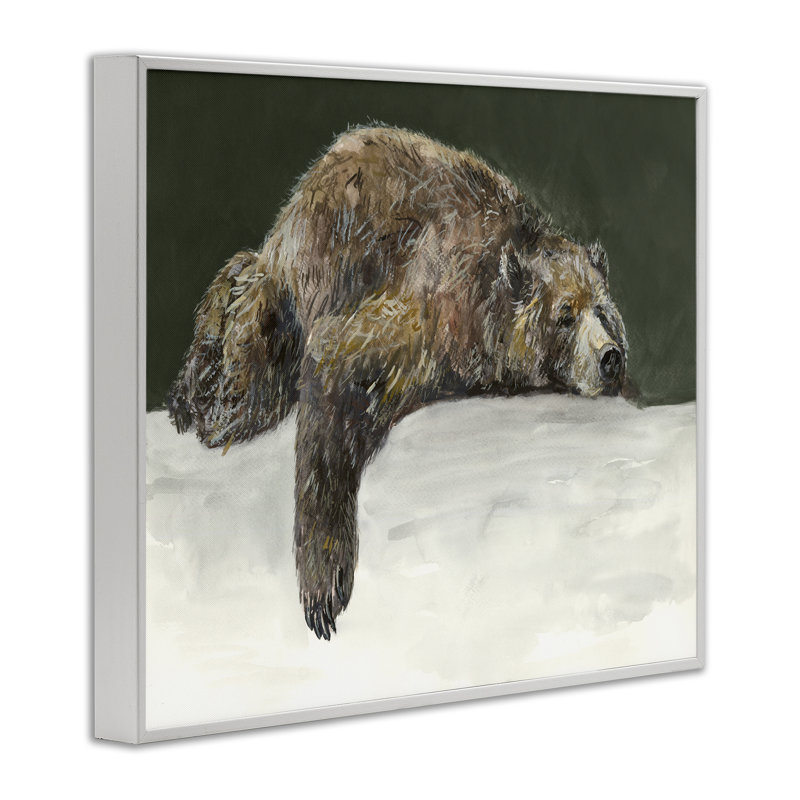«Sleepy Woodland Bear», estampe numérique par Jacob Q, Estampe numérique encadrée blanc bord de mer, H 11 po x l 14 po
