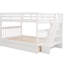 Lit superposé au-dessus d'un escalier blanc pour chambre à coucher, grand espace de rangement, divisible en deux lits, escalier sécuritaire, garde-corps, capacité de poids de 200 à 275 lb