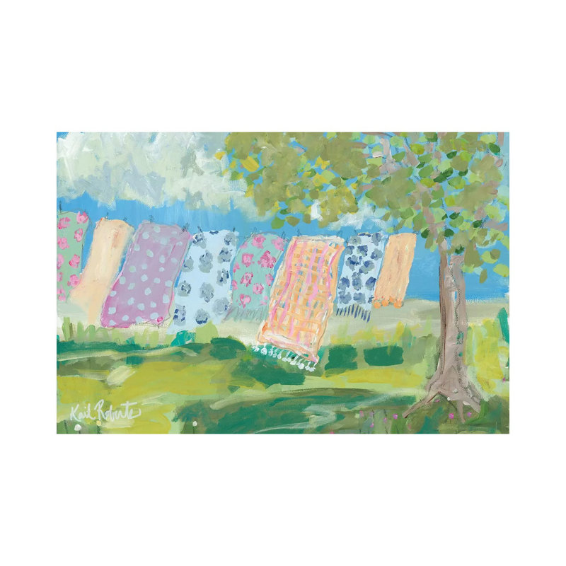 "Laundry Day" par Kait Roberts, reproduction d’art, H 12 po x l 18 po x 1,5 po, Toile tendue, Pas de tapis