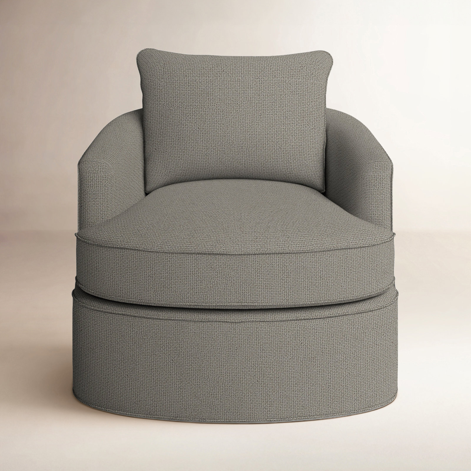 Mills Upholstered Swivel Barrel Chair, Ida Gray