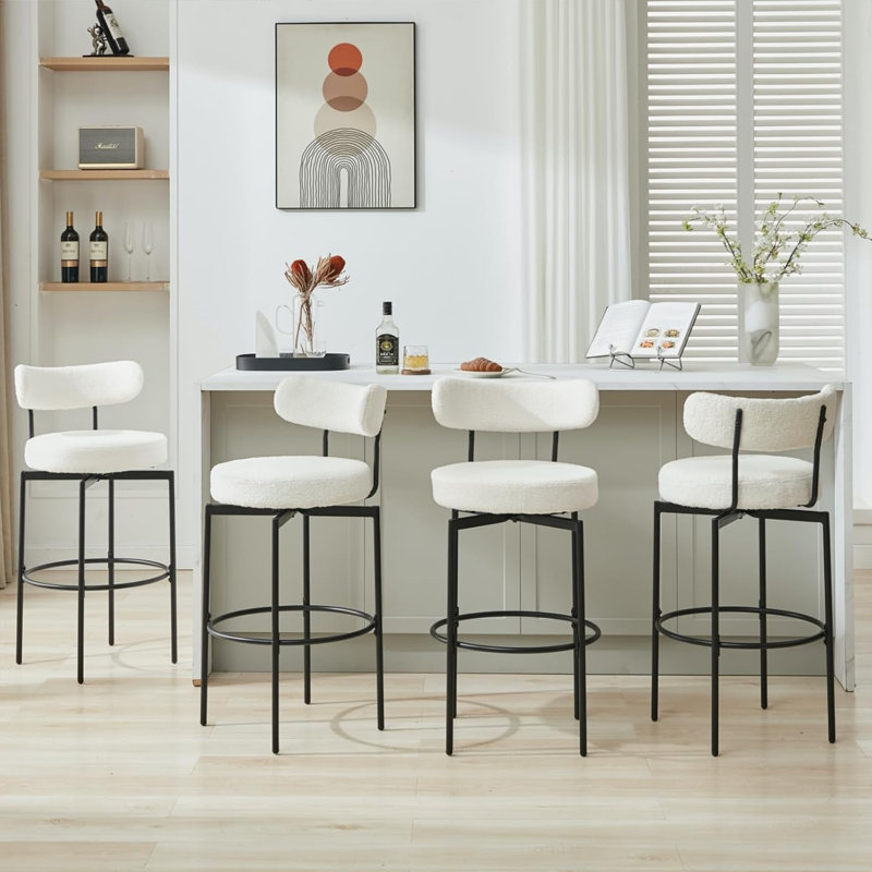 Ensemble de 4 tabourets pivotants, Blanc