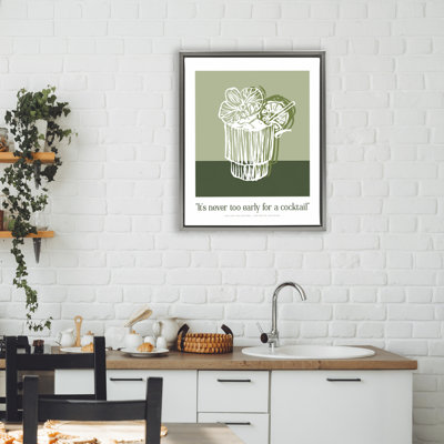 Green Never Too Early Cocktail Floating Frame, design by Lettered and Lined