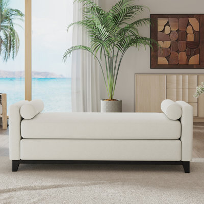 66" Bench With Two Round Pillows For Bedroom