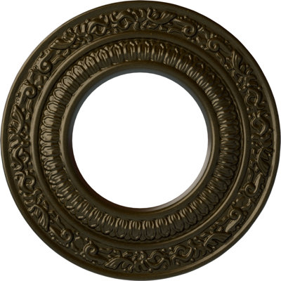 Endurathane Andrea Ceiling Medallion, 8 1/8"OD x 4 1/8"ID x 1/2"P (Fits Canopies up to 4 1/8"), Hand-Painted Green Gold Finish