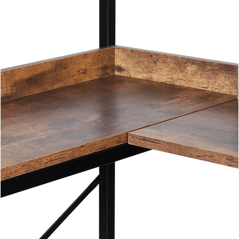 5 Tier Corner Bookshelf Tall Corner Bookcase with 4 Hooks L-Shaped Storage
