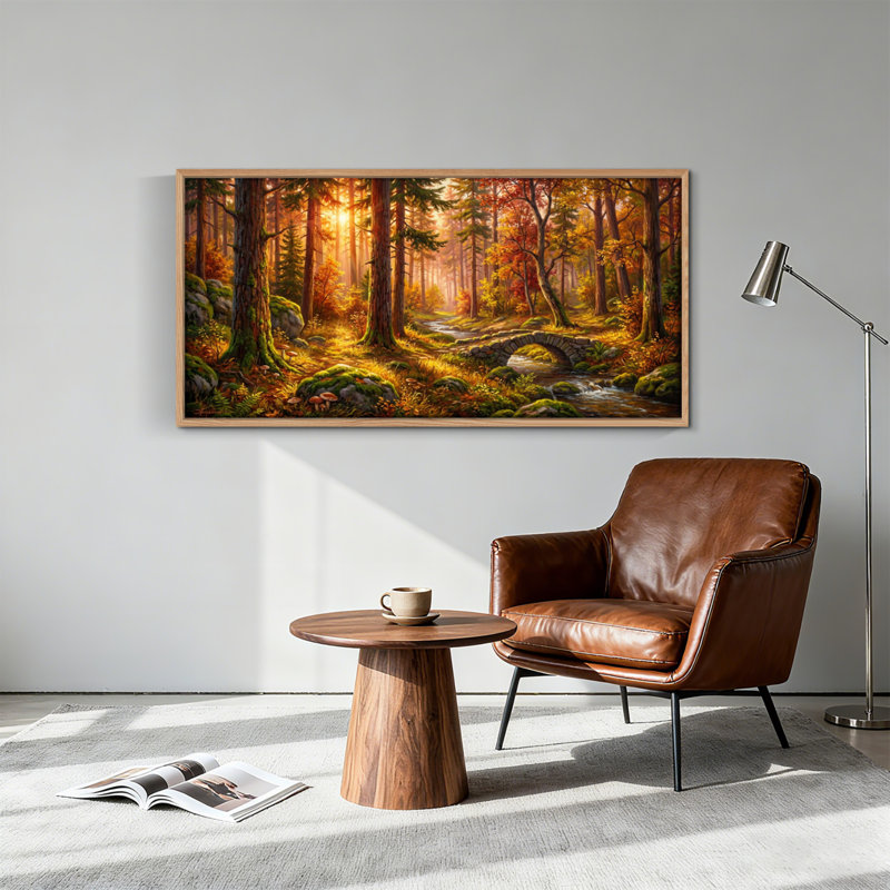 Tableau encadré sur toile « Chemin forestier », 1 pièce, 122 x 61 cm, 48 x 24 pouces