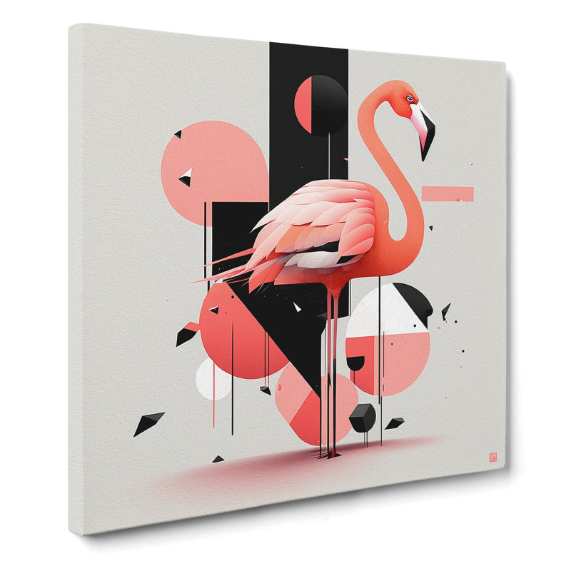 Flamingo Suprematism - Wrapped Canvas, 50cm H x 50cm W x 3cm D