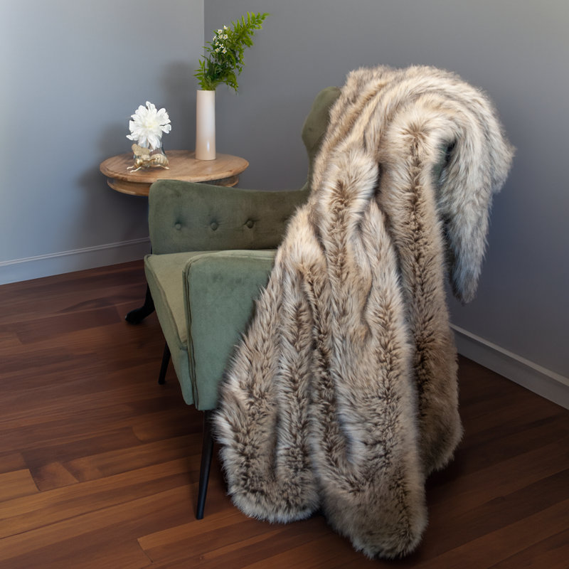 Thomas Collection® Desert Wolf Luxury Faux Fur Throw Blanket Assorted Sizes, 60” W x 72" L