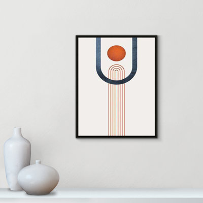 «Minimalist Mid Century Orange Navy III» par Urban Epiphany, reproduction sur toile flottante