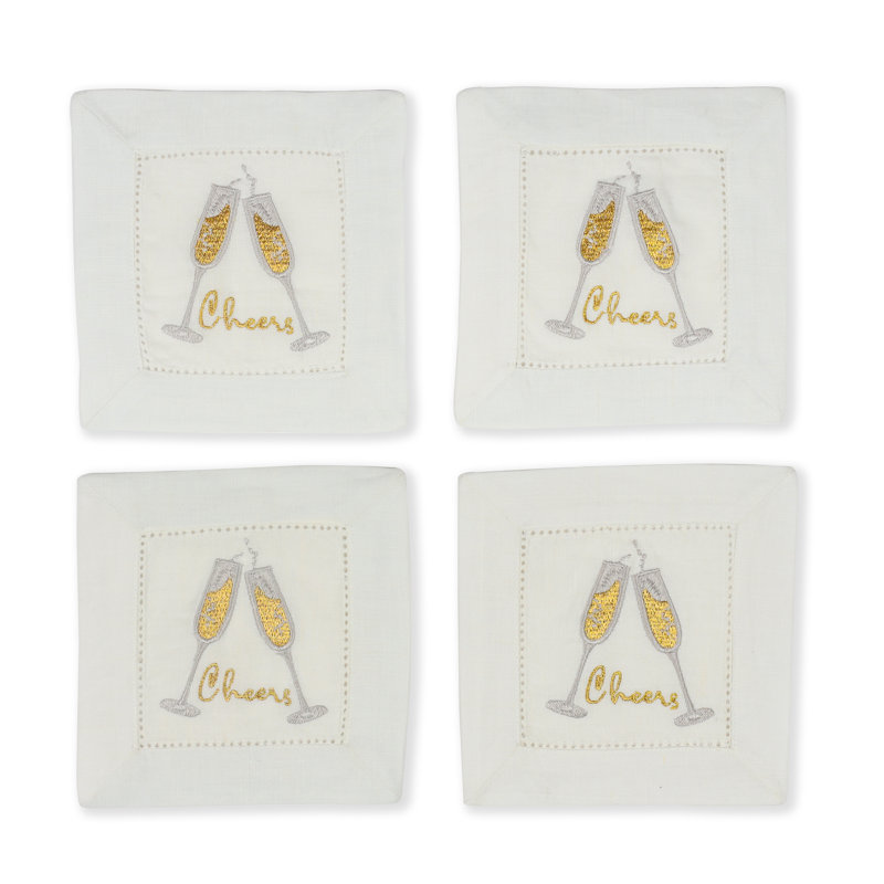 Serviettes de cocktail brodées Fizz & Flutes