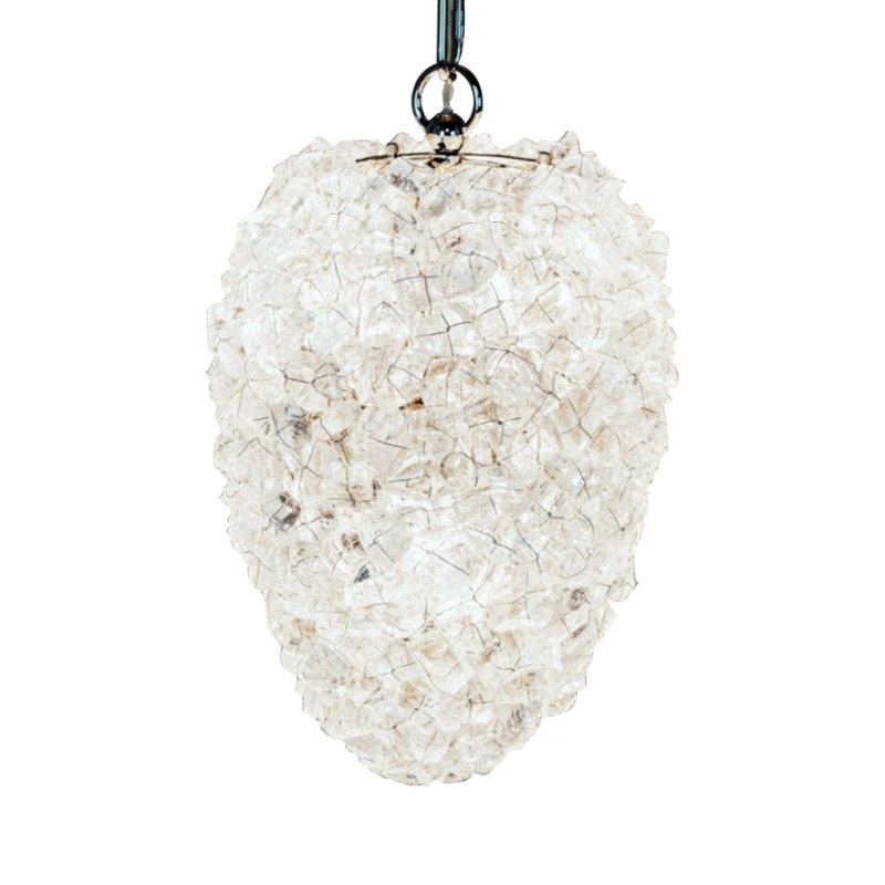 LUSTRE ELLIPTIQUE AL0154, 20" Wide x 26" Height, Natural Clear Quartz, Pewter