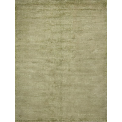 Hand Knotted Area Rug in Olive Green