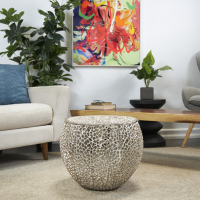 Dunia Aluminum Metal Coral Abstract Side End Accent Table, 19" x 18" x 16"