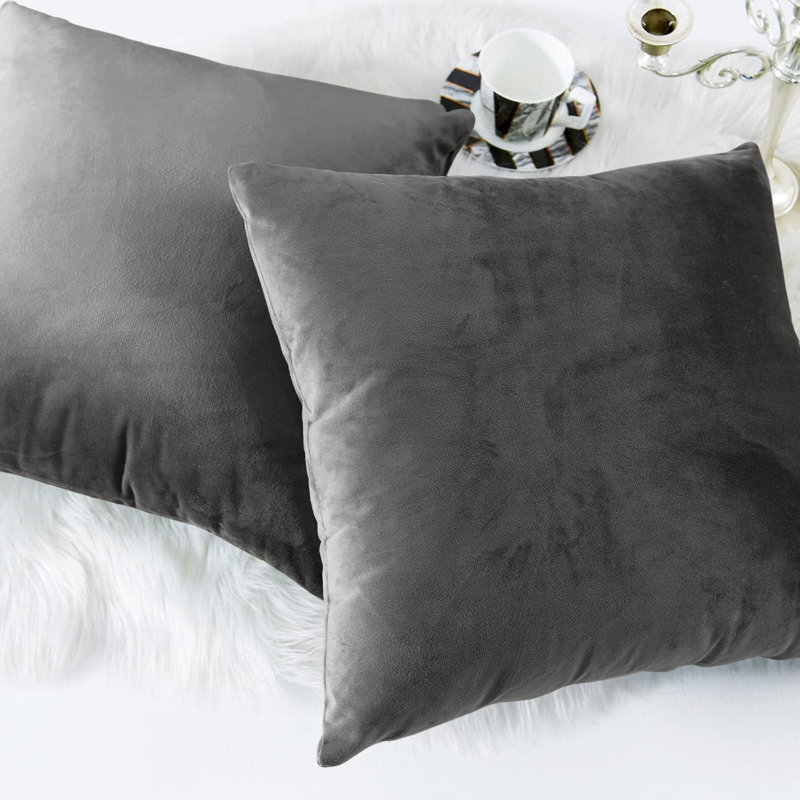 Square Luxury Velvet Cushion cover Pack of 2, Grey