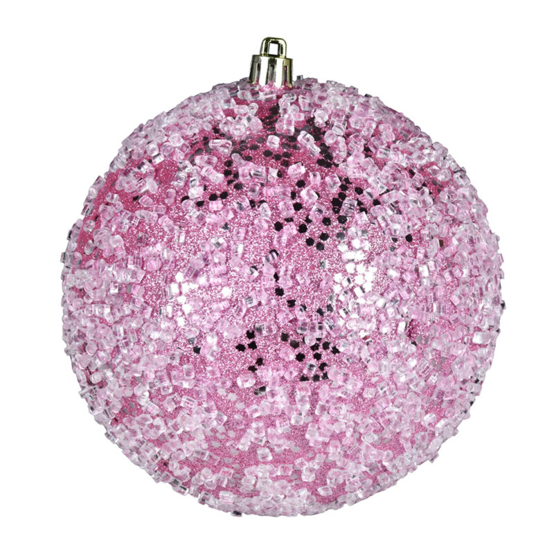 Ornement boule scintillante, Rose, H 4 po x l 4 po x P 4 po, 6