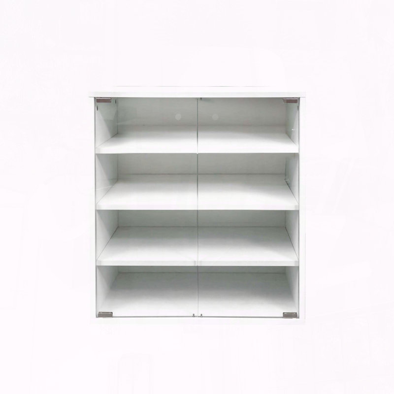 Shoe Storage Box with RGB LED Light and Glass Door, White