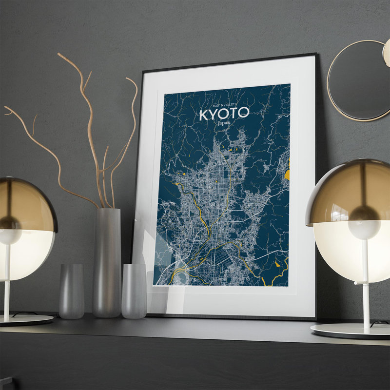Kyoto City Map In Amuse - No Frame Print, 17cm H x 11cm W x 0.05cm D