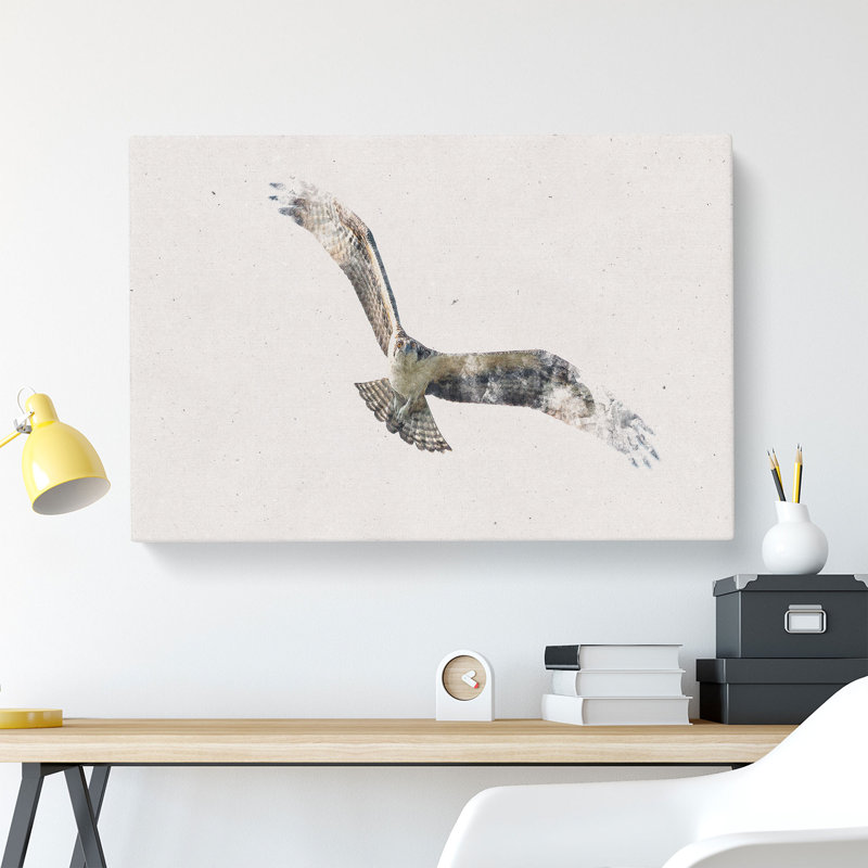 Osprey Bird Watercolour - Wrapped Canvas Print, 40cm H x 60cm W x 4cm D