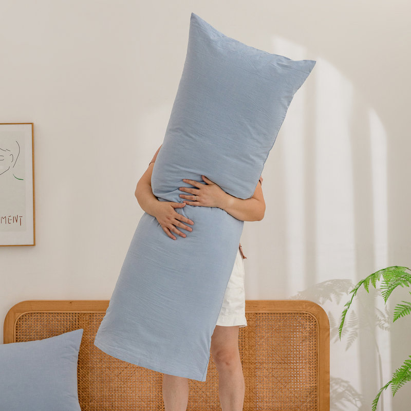 Housse de coussin 100% coton délavé Bestouch, Bleu bleuet, De corps (20 po x 54 po)