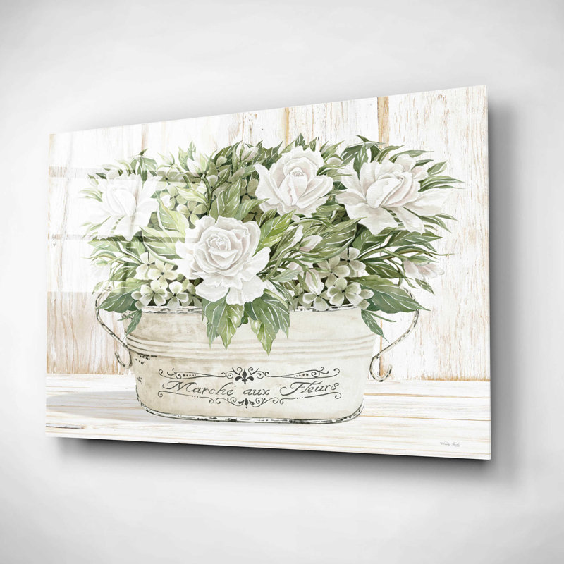 Roses en blanc - impression sans cadre, H 12 po x l 16 po x P 0,13 po