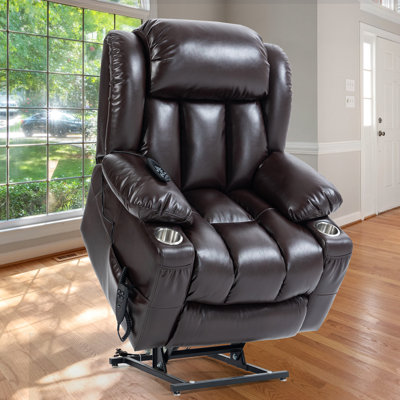 Chemika 38.1"W 180° Flat Lay Power Recliner, Massage Chair, Heater Lifting Chair