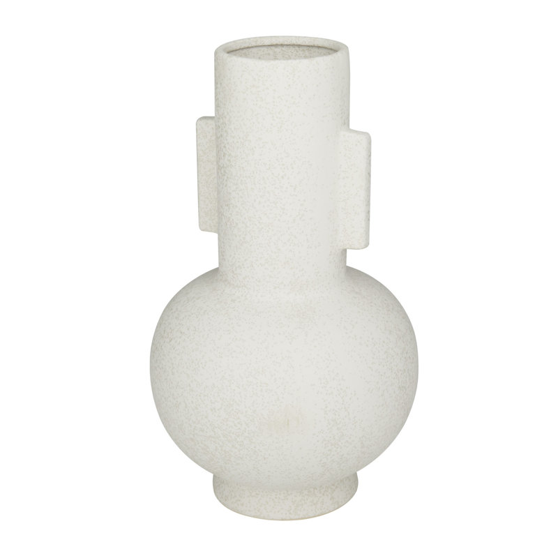 White Geometric Ceramic Table Bud Vase, 15"