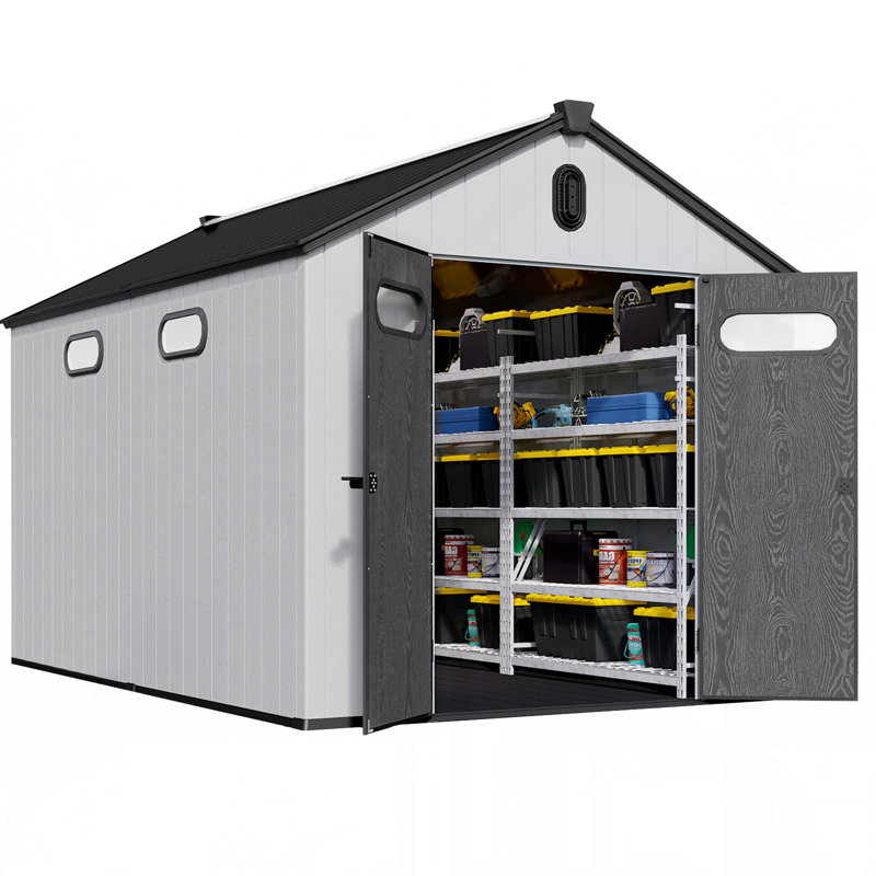 Remise de rangement en plastique avec plancher l 8 pi x P 12 pi