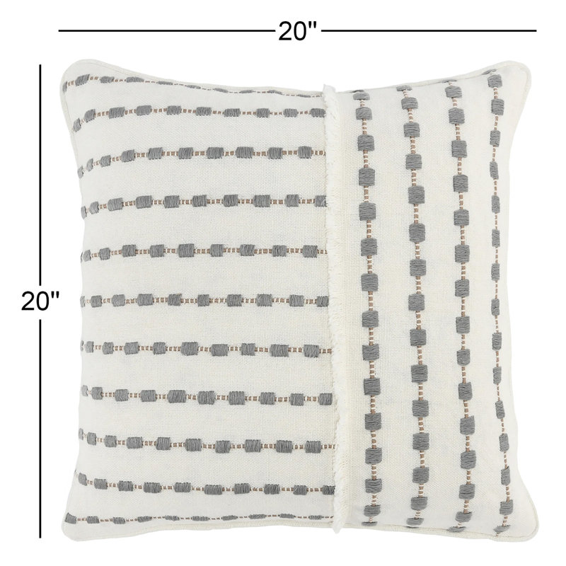 Jaden Square 100% Linen Pillow Cover and Insert, Gray