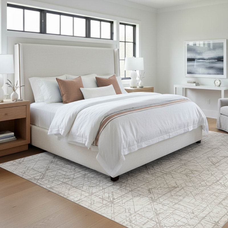 Aria Dream Mink Printed Chenille Rugs, 9' x 12', Ivory