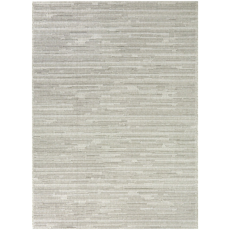 Tapis intérieur / extérieur crème / gris Barnard, Rectangle 7 pi 10 po x 10 pi