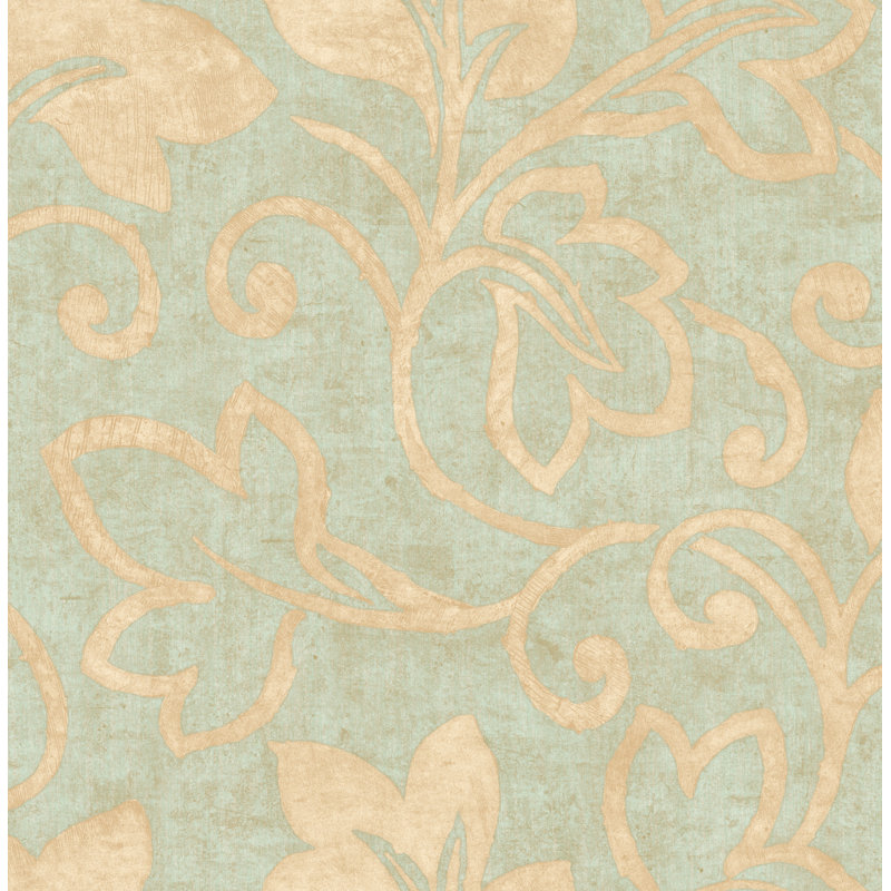 Rouleau de papier peint Myrto, Caramel / bleu-vert