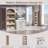 76" Tall Arched Bathroom Storage Cabinet,4-Tier Large Arched Bathroom Cabinet with 1PC Magnetic Lock Drawer & 3 Pull-Out Drawers-256075540